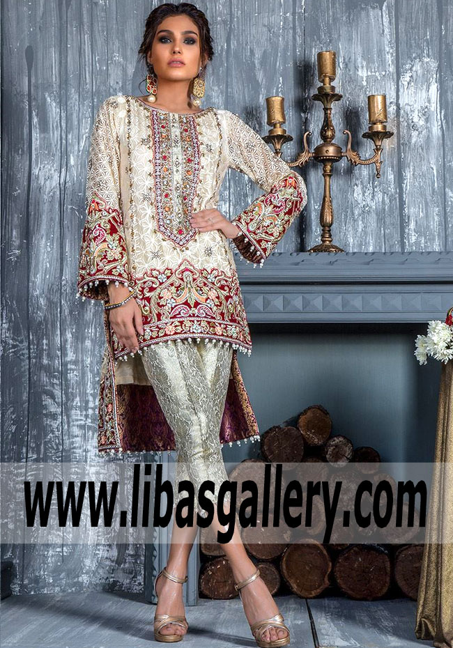 Stylish Ivory Dahlia Party Dress for Evening 