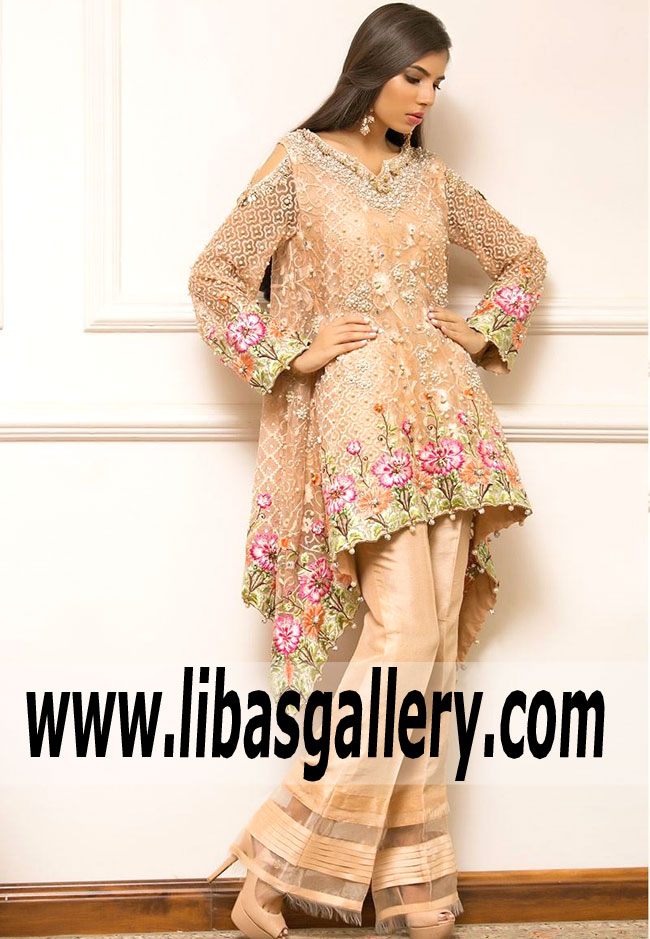 Magnanimous Coral Peach Dahlia Anarkali