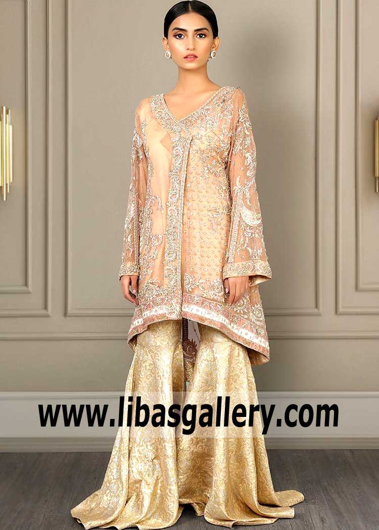 Pakistani Angrakha Style Suits with floral embellishments Spokane Washington USA Designer Angrakha Suit