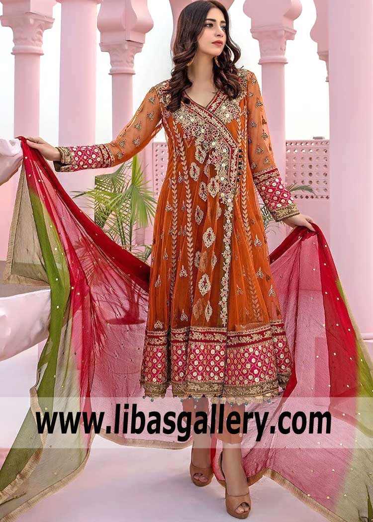 Gorgeous Mahogany Angrakha Dress for Evening and Formal Occasions