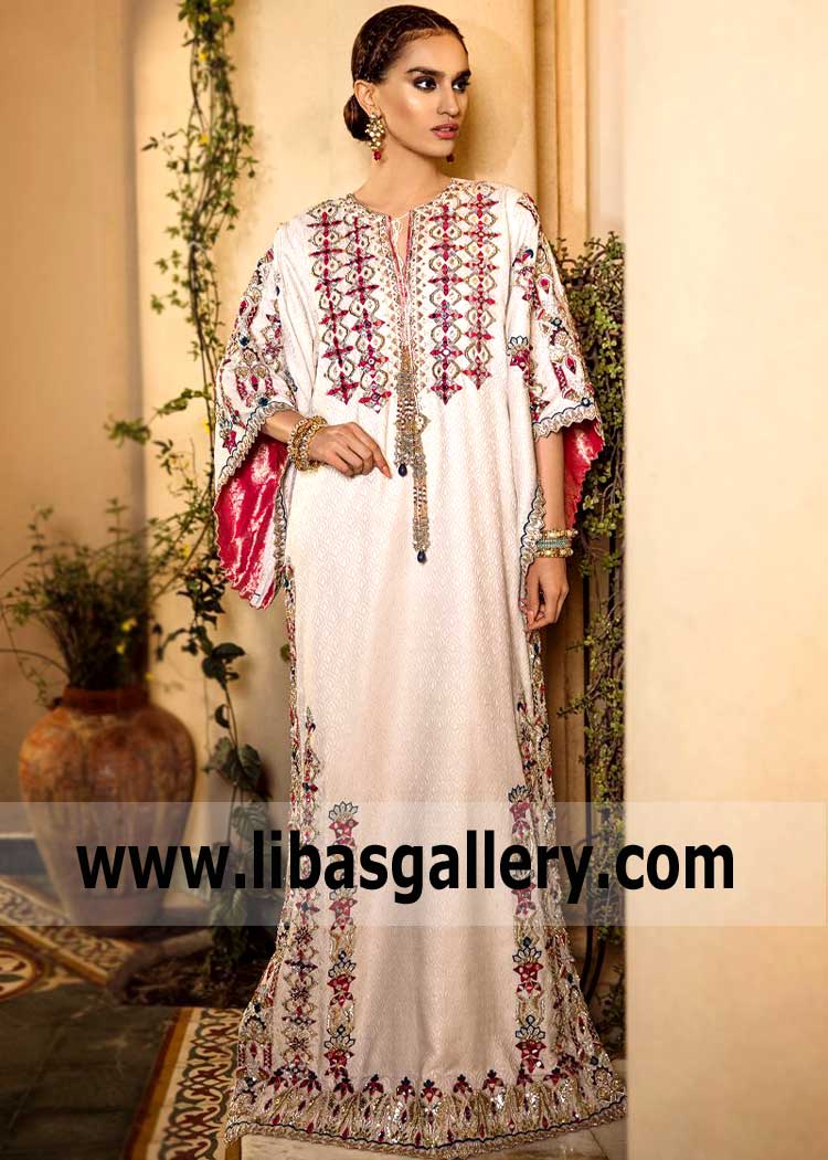 Alluring Off white Kaftan Dress for Formal and Social Events