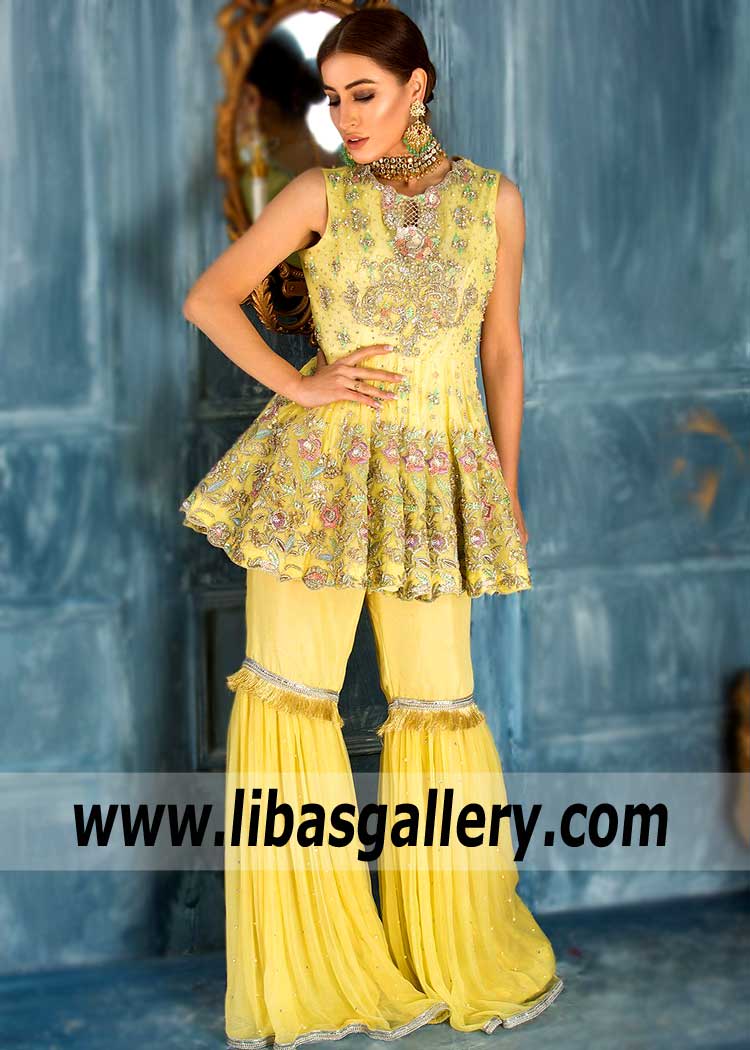 Outstanding Maize Party Wear Peplum for Wedding and Formal Events
