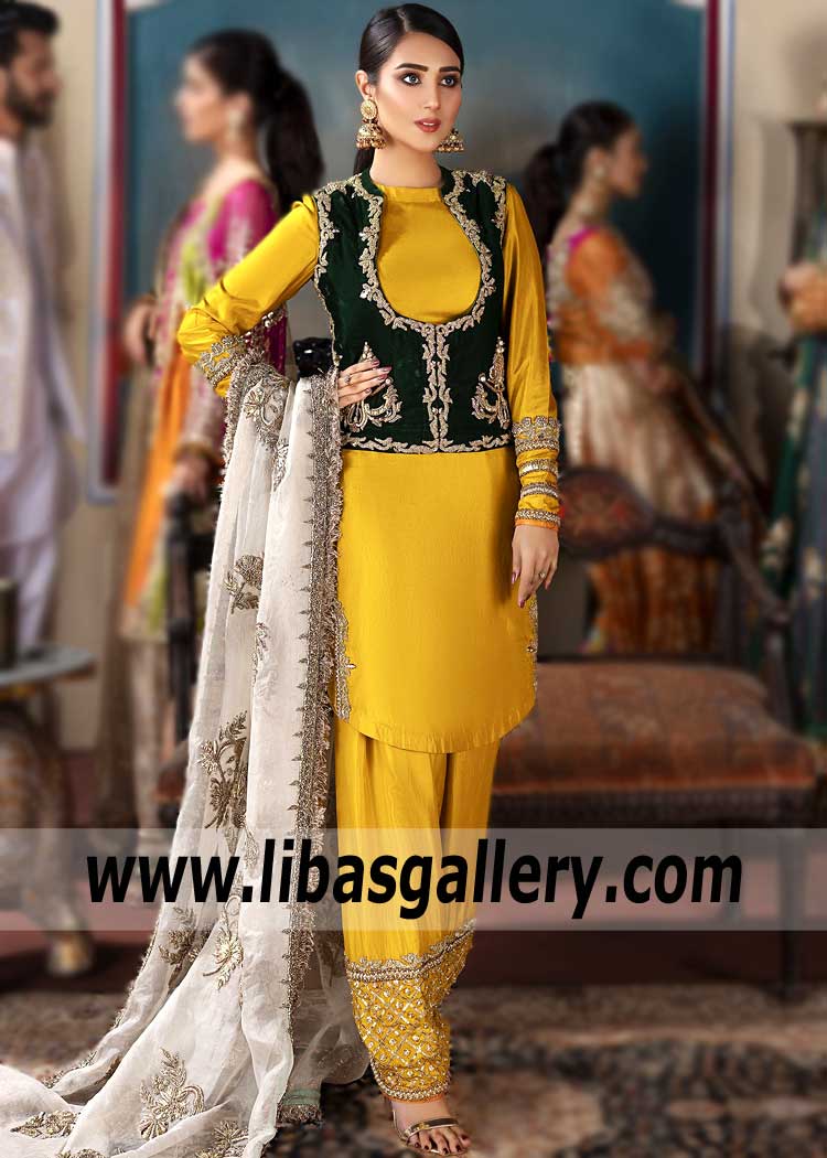 Elegant Evening Dress in Pigment yellow Color for All Formal Occassions