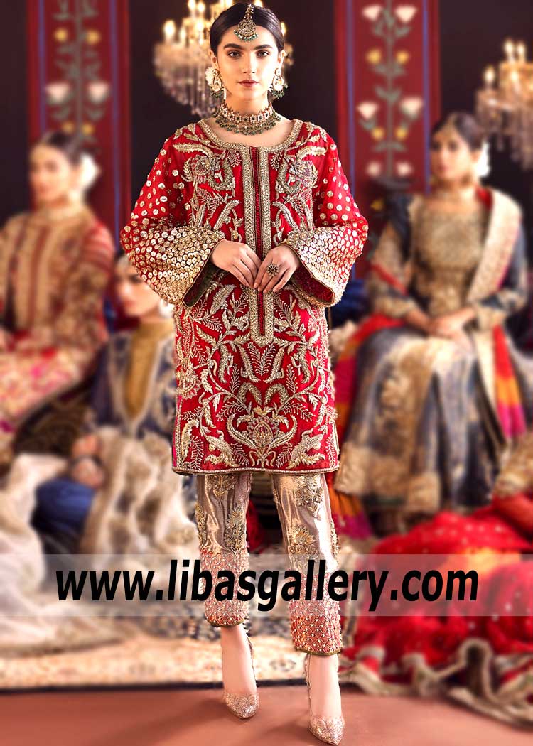 Chic Party Dress with Cropped Trouser and Gota embellishments