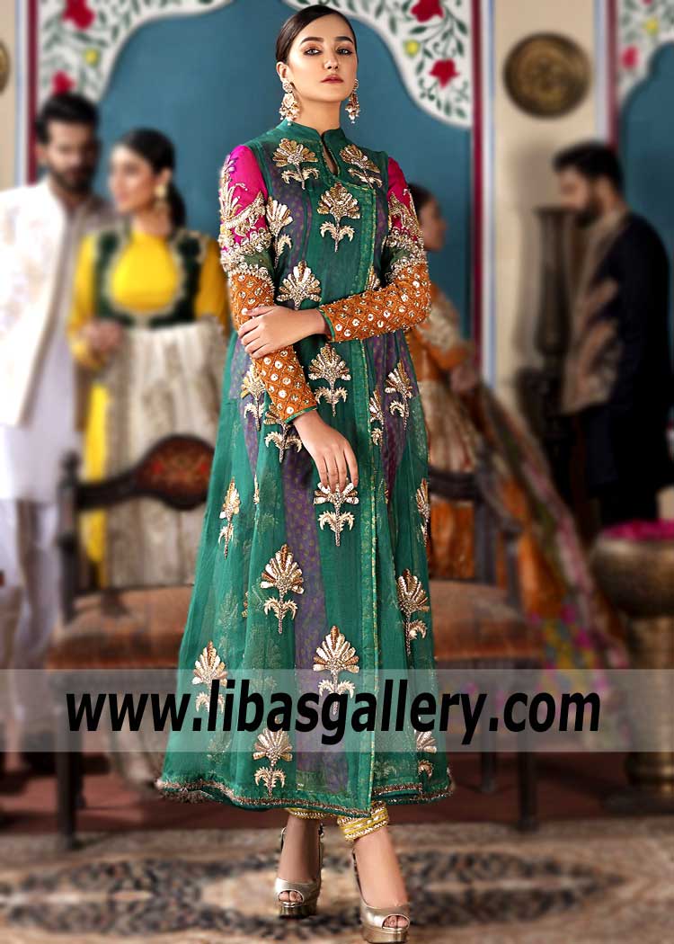 The Best Multi Colored Organza Silk Long Angrakha Shirt