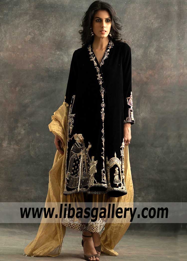 Graceful Black Designer Choga Dress for Special Occasions