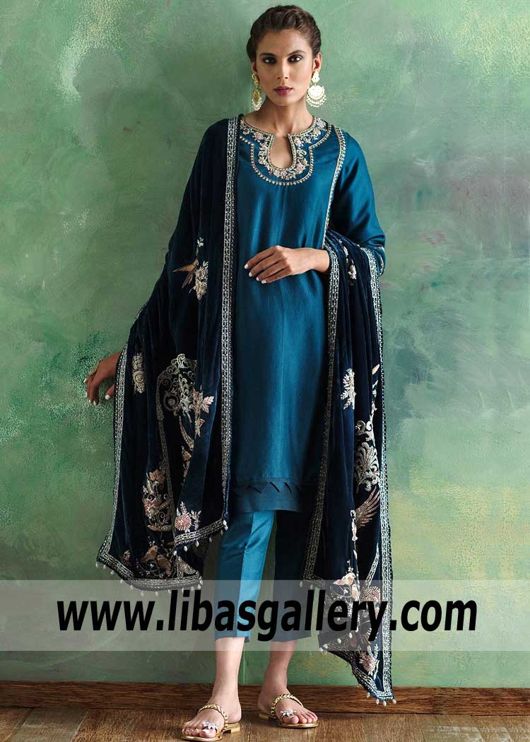 Designer Ajkan Kurti Dress with Embellished Shawl