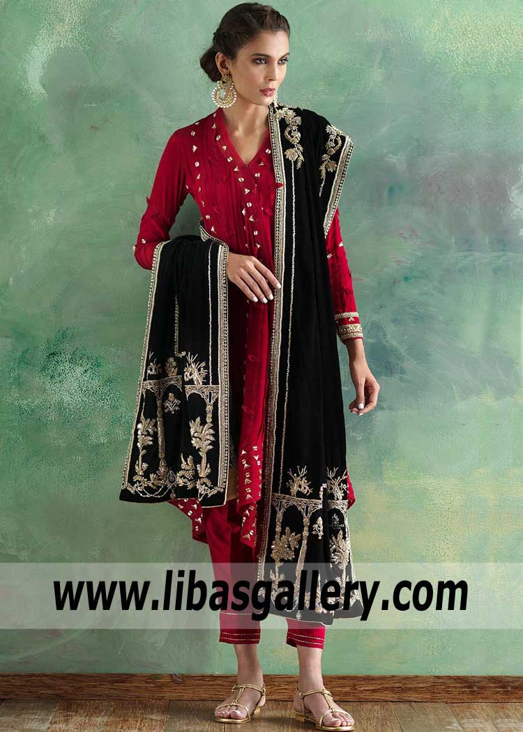 Charming Carmine High Low Wrap Dress for Party and Evening