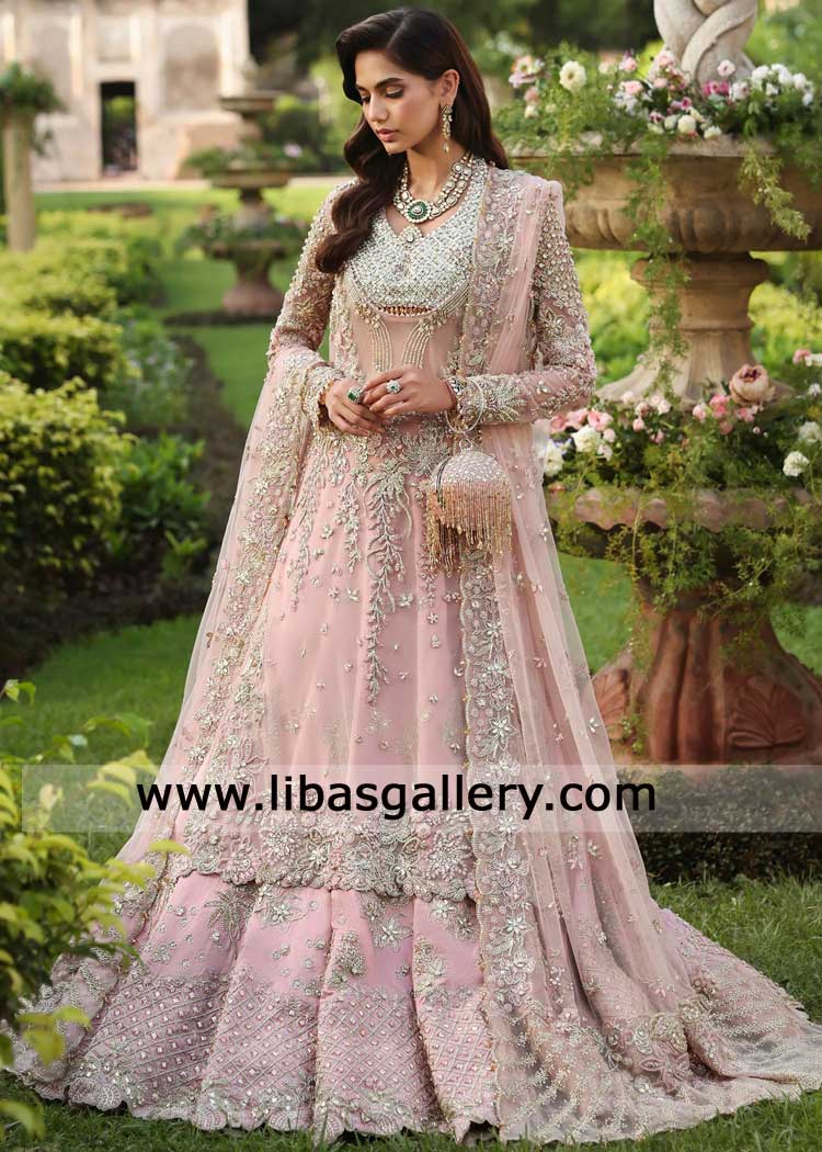 Pink stunning hand embellished bridal lehenga for wedding
