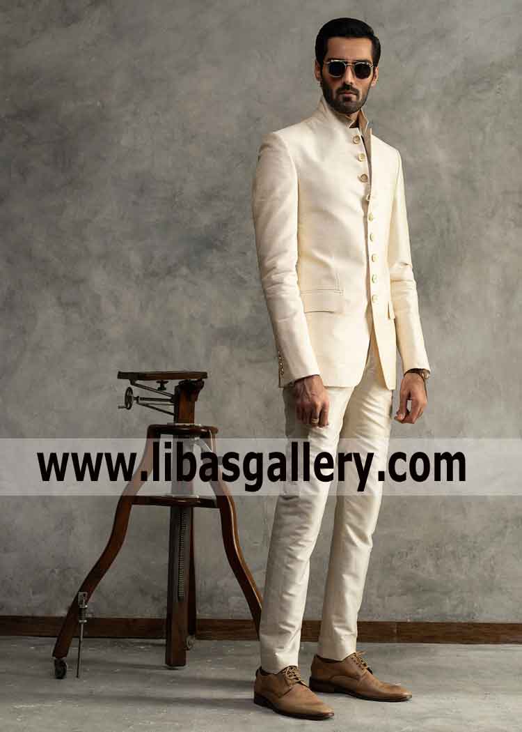 Beige Premium Fabric Prince coat sherwani for male