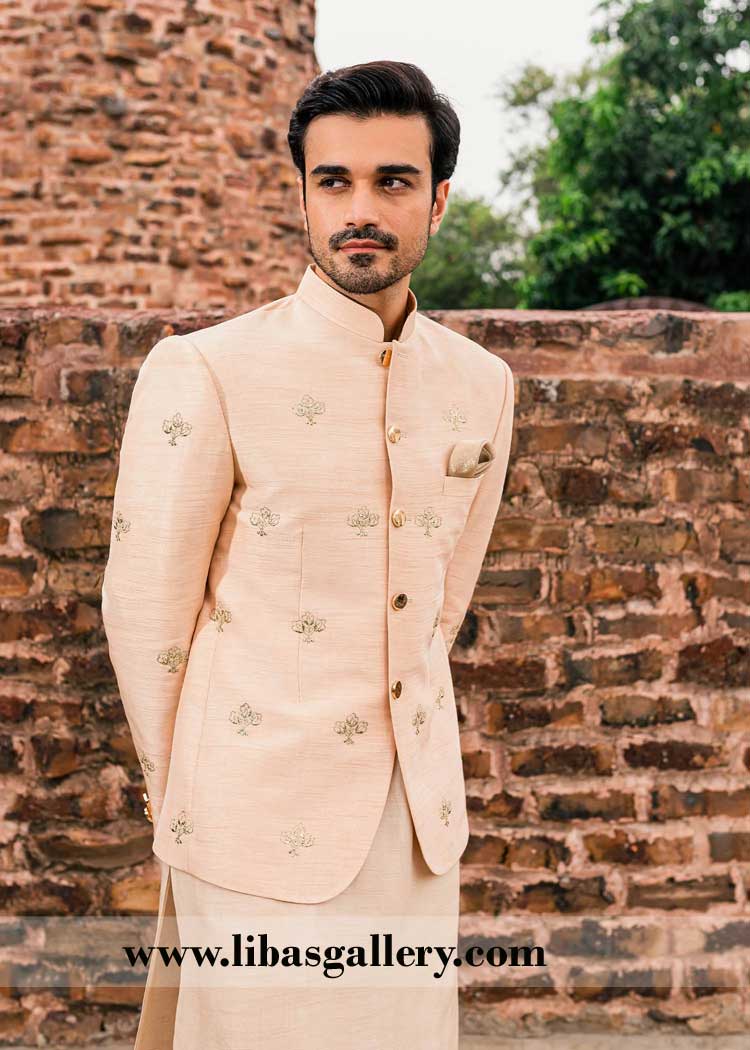 Puff Peach Wedding Wear Prince Coat