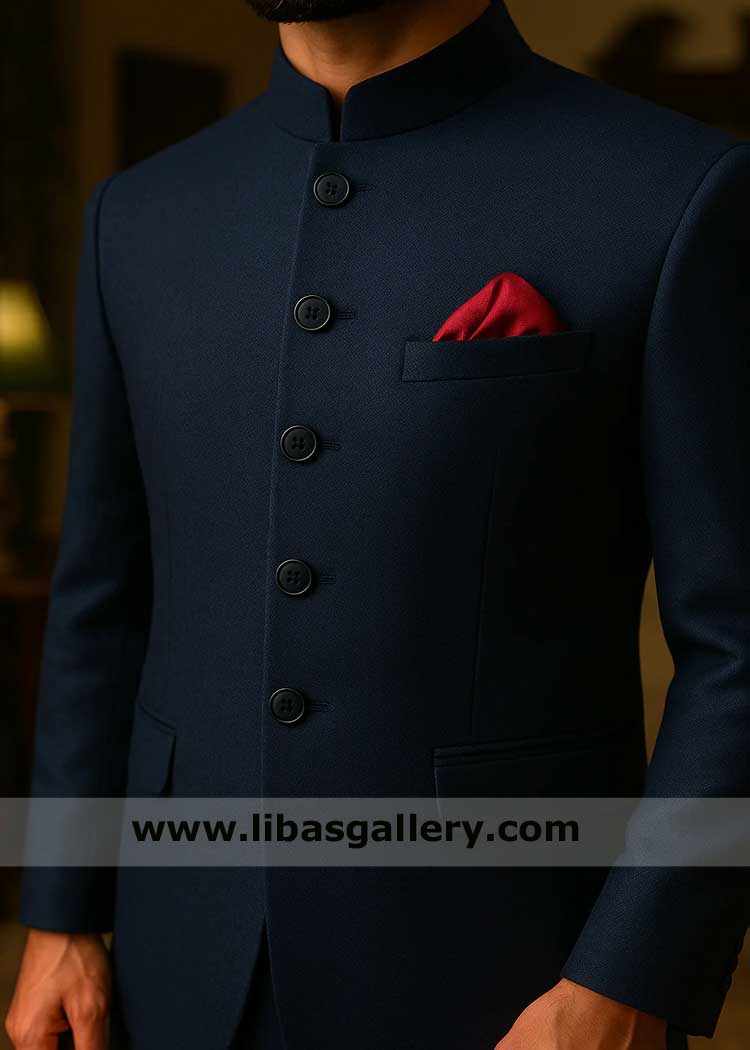 Classic Plain Blue Prince Coat Style