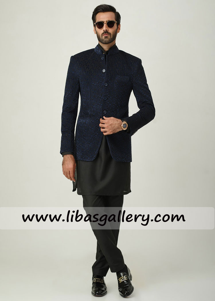 VELVET ABSTRACT EMBROIDERED PRINCE COAT