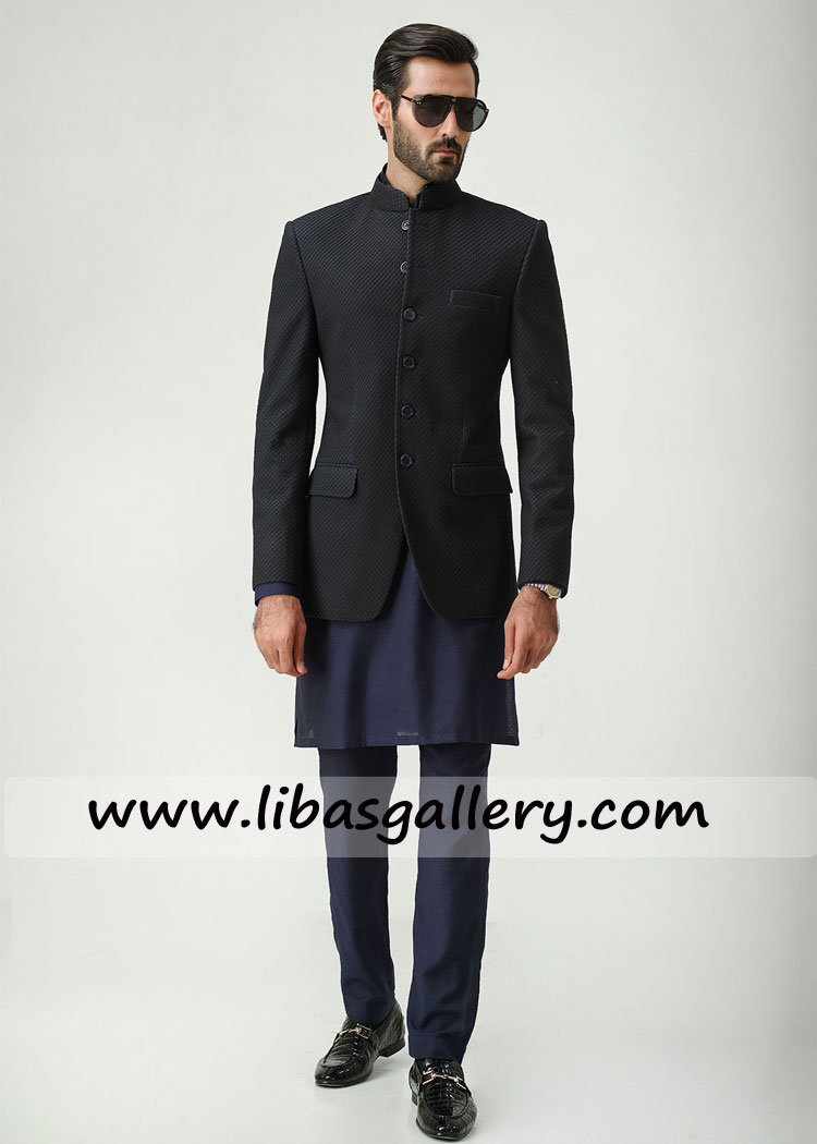 MID NIGHT BLUE EMBROIDERED PRINCE COAT