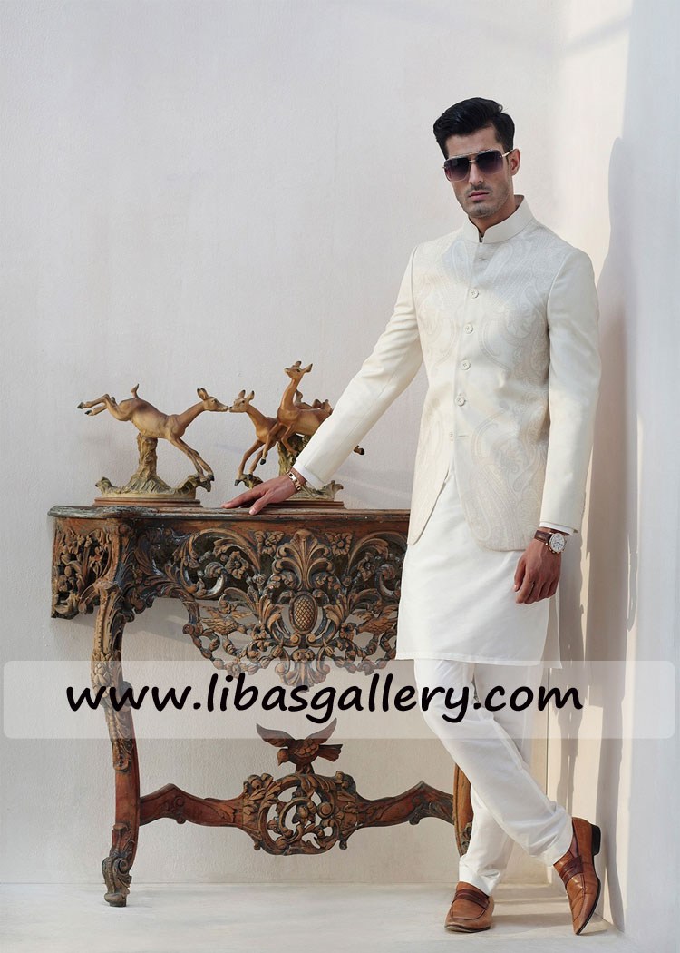 white prince coat for gents walima party day