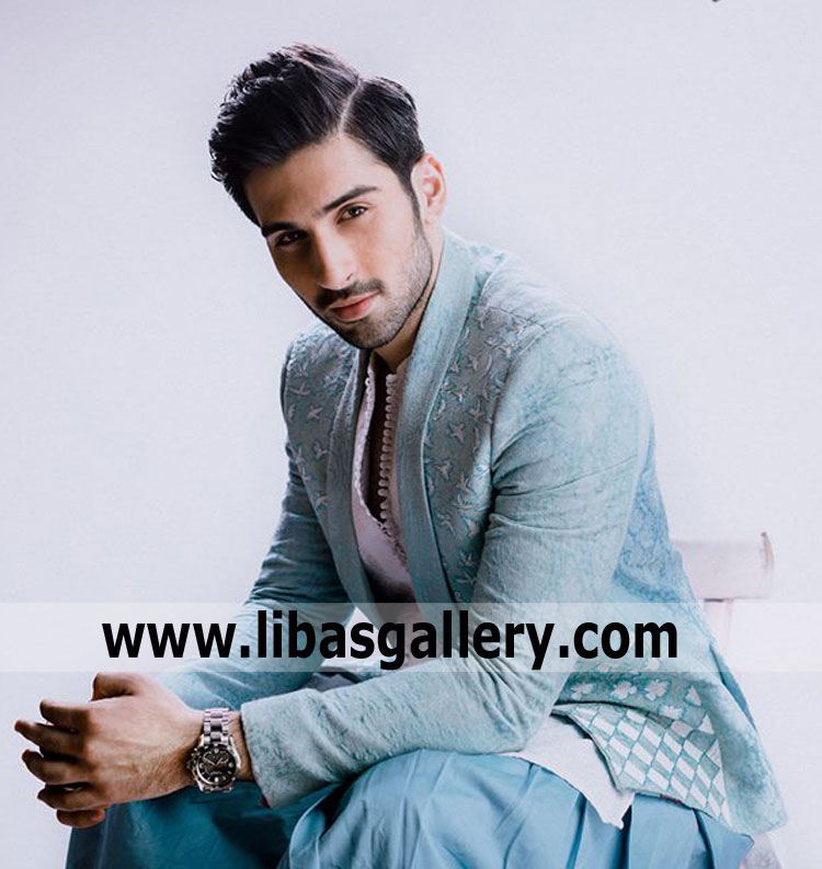 New Culture of Embroidered Groom Prince coat with white Embroidered Kurta