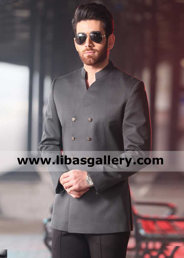 Black plain stylish prince coat for highly educated man