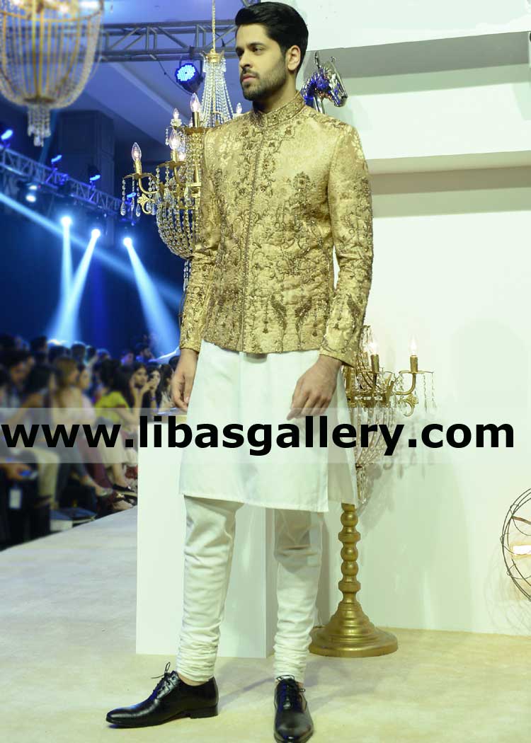 jamawar beautiful embellished prince coat for nikah