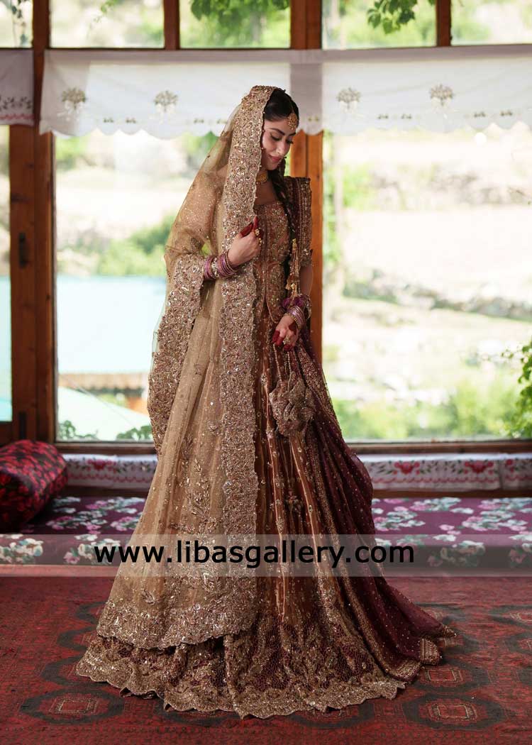 Rust Lehenga Choli Hand Embellished for Bride Nikah