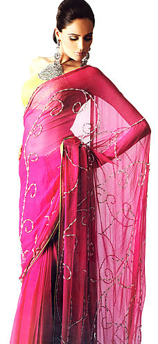 Hot Pink Saree Lawrance