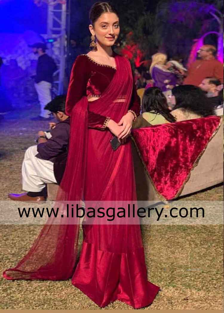 classic style designer saree velvet blouse neha rajput wearing in party buy saree for your wife and mother uk usa canada