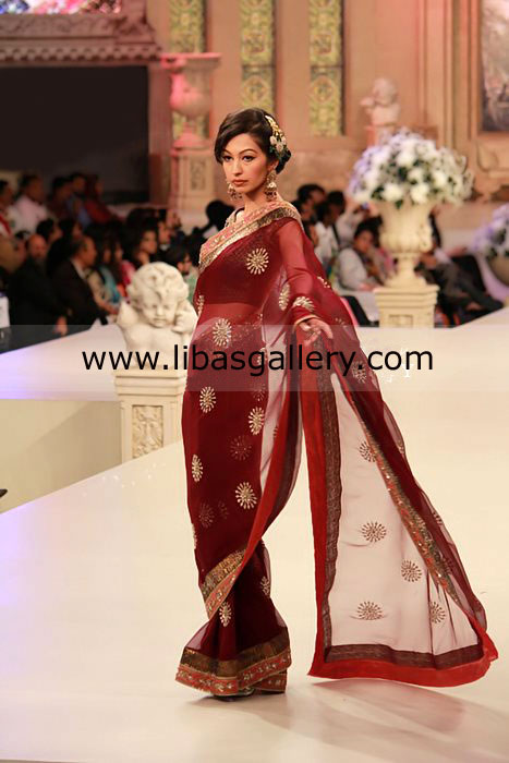 maroon Saree Neville
