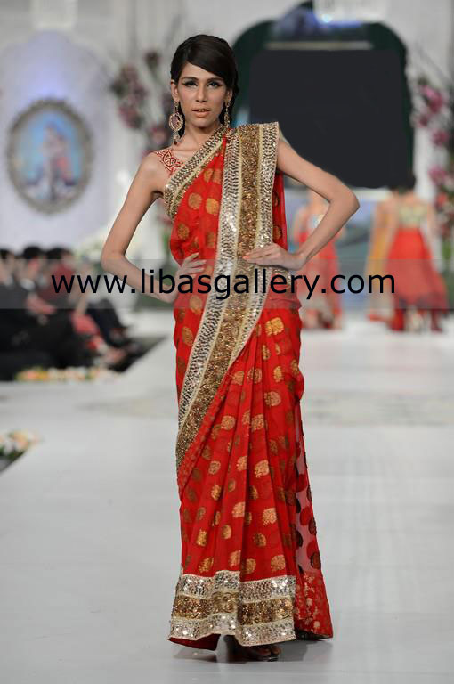 Absolutely Gorgeous Bridal Saree Collection by Pakistani Designer  Hijab by Misbah and Saba At Bridal Couture Week 2013 George Town, Cayman Islands