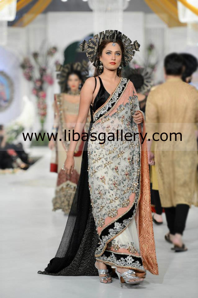 Pakistani Designer Ammar Shahid Saree 2013 Collection Edinburgh UK,  Latest Ammar Shahid Sari Designs 2013 Manchester UK Buy Online