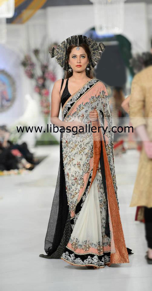 white Zucker Saree