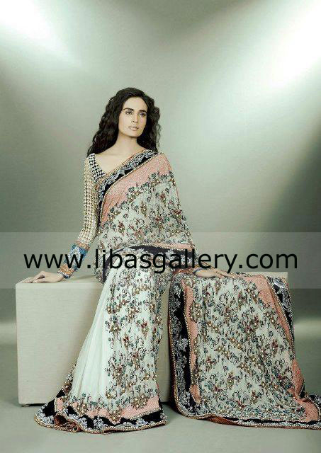 white Rochelle Saree