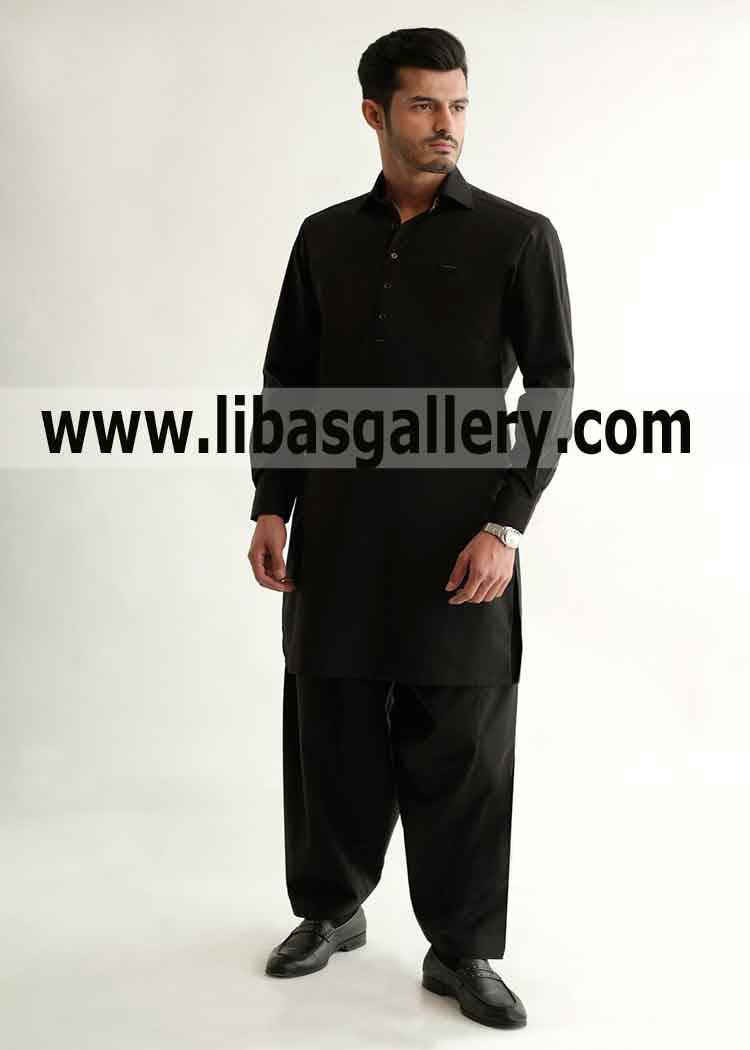 Premium Cotton Black Shalwar Kameez for Men