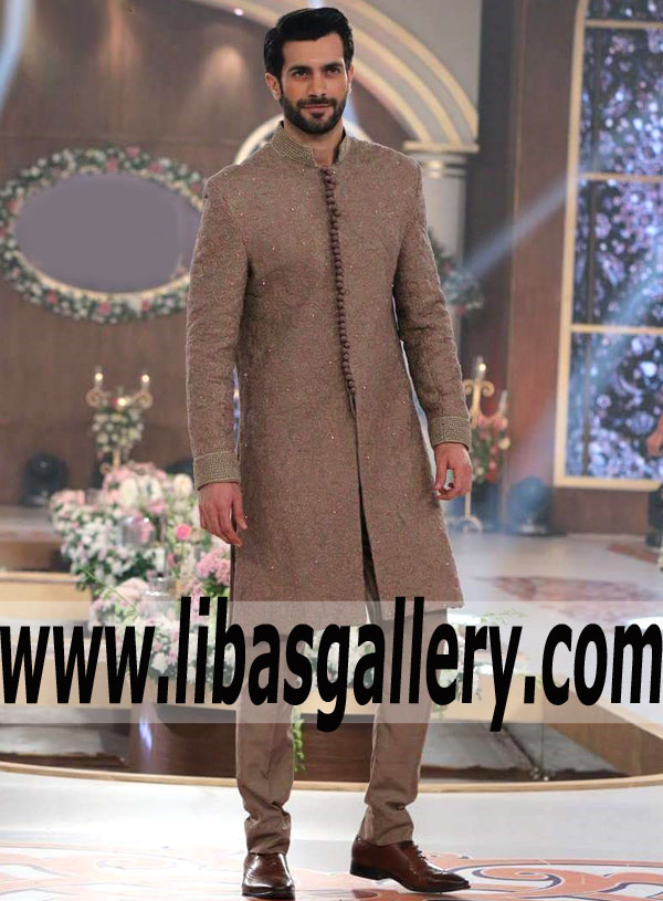 Abstemious Heavy Embroidered Sherwani for Bridegroom