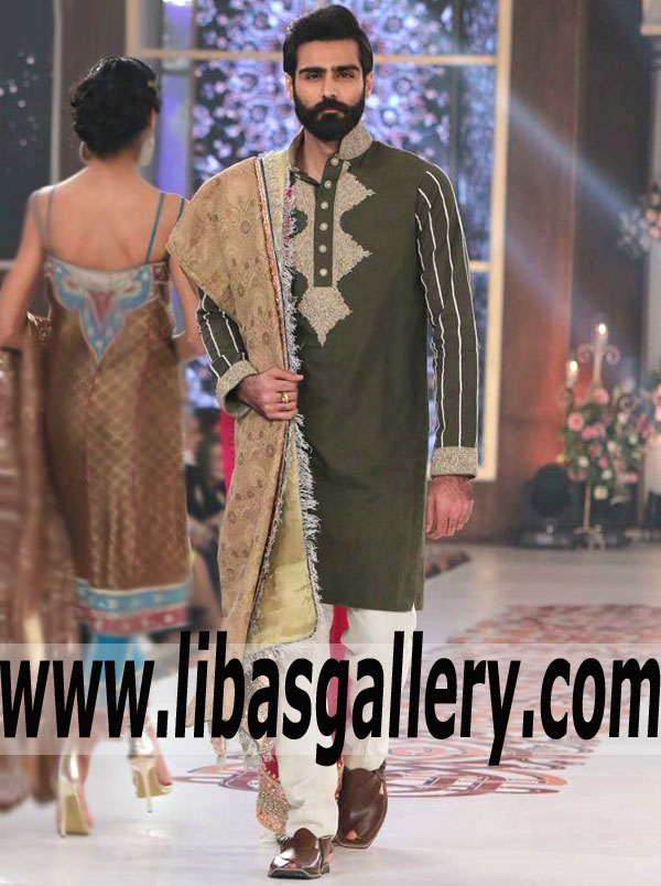 Exquisite Heavy Embellished Groom Mehndi Event Kurta