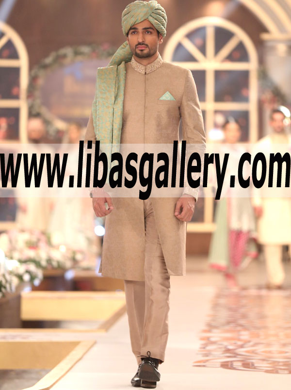 Marvelous Jamawar Sherwani Menswear for Wedding and Special Occasions