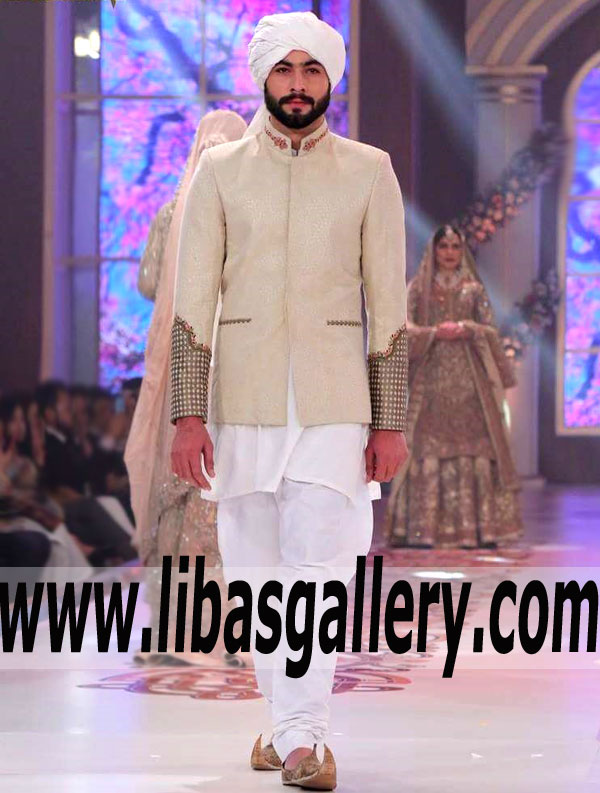 Appealing Jamawar Prince coat for Groom