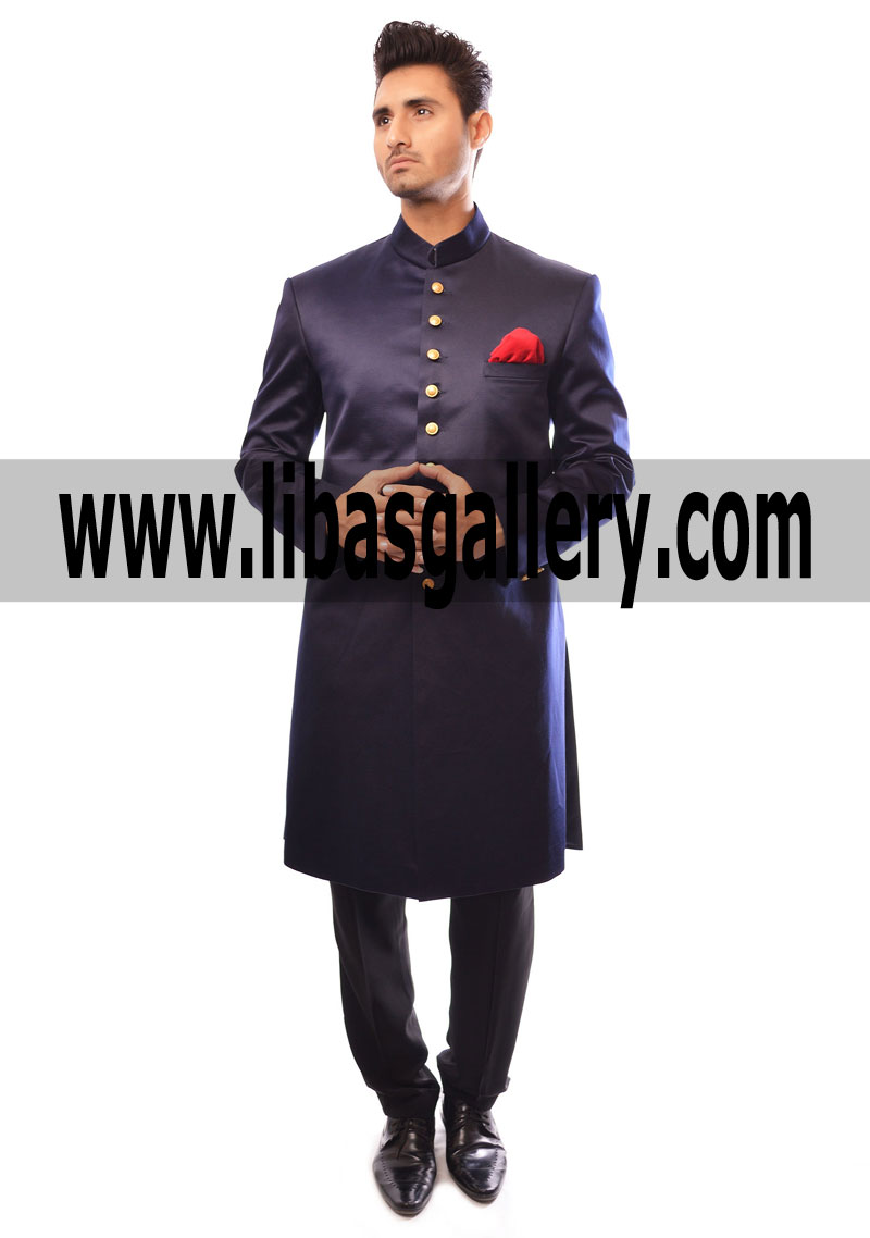 jeune mari Wedding Sherwani Suit 2017 in Highest Quality pure Banarsi Jamawar with Trouser Pants Churidar and Turban Pagdi Khussa UK US Canada UAE France