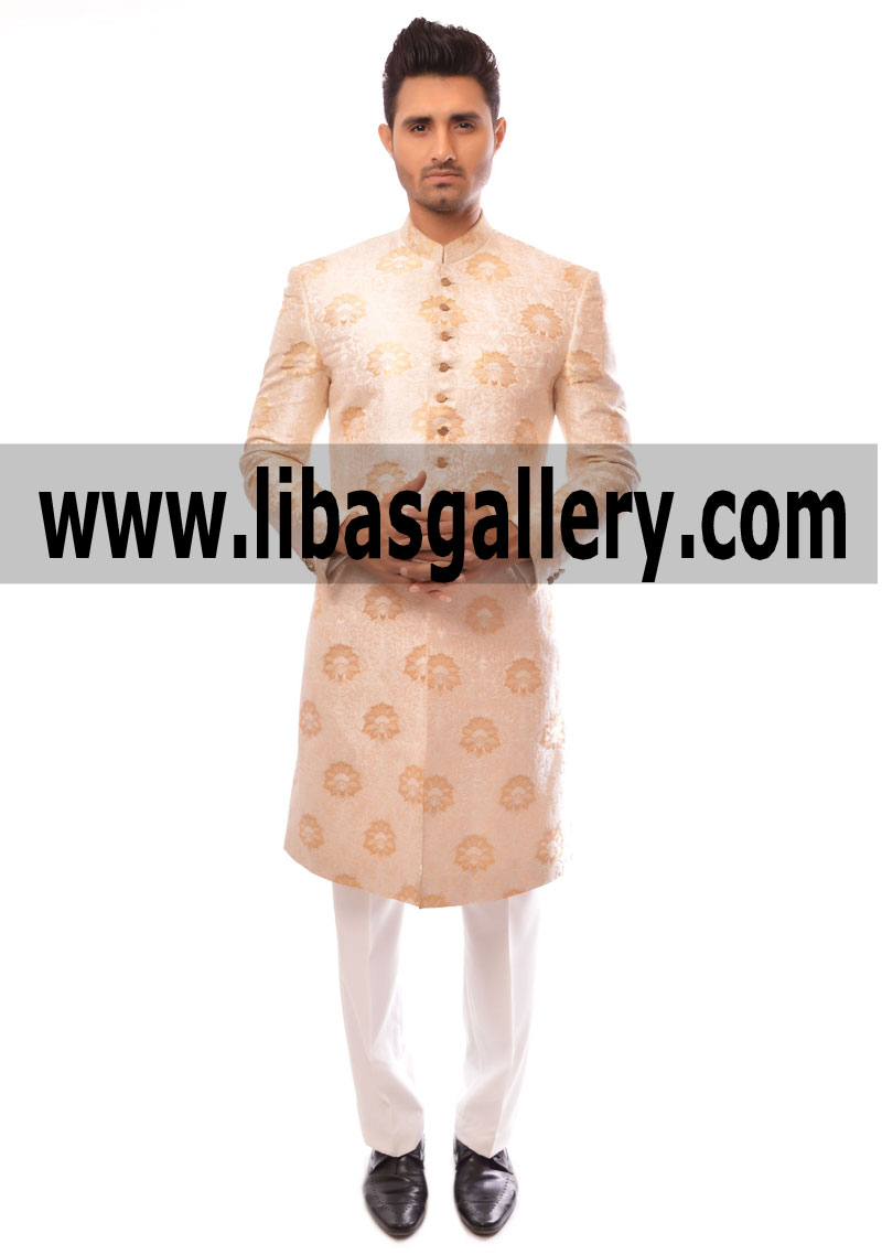 Beautiful marriage union of 2 persons afetr wedding sherwani suit fro groom of bride choice with turban and khussa pait matching United Estates US USA California