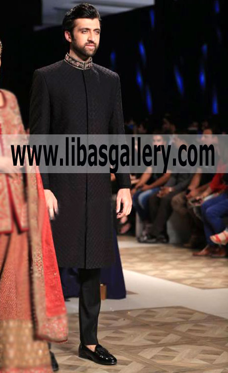 Black Sherwani Suit from latest Collection for Groom