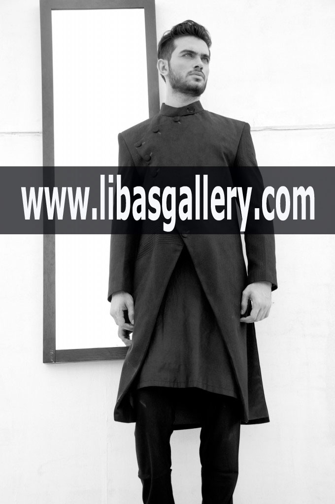 Black Sherwani New Styles for Groom and Dulha Toronto Canada 2018