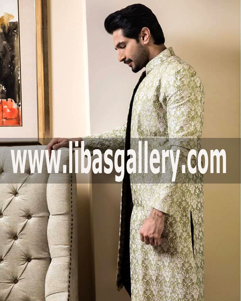 Fresh Face Young Groom Dulha in Wedding Shadi Sherwani Suit in Serious Mood 2018