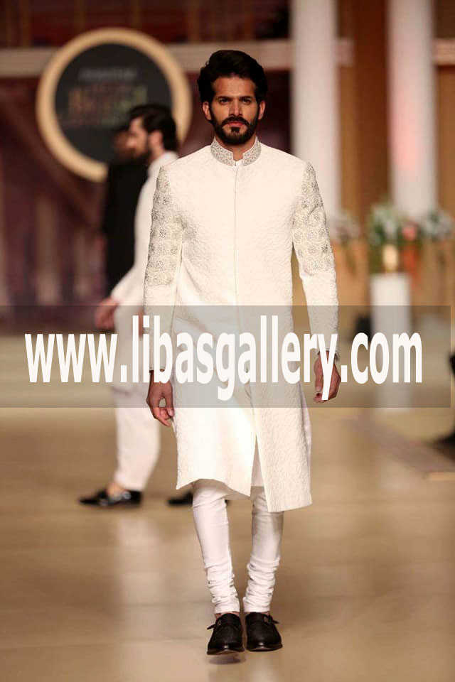 White Sherwani Wedding Suit for Groom Dulha Wedding ideas