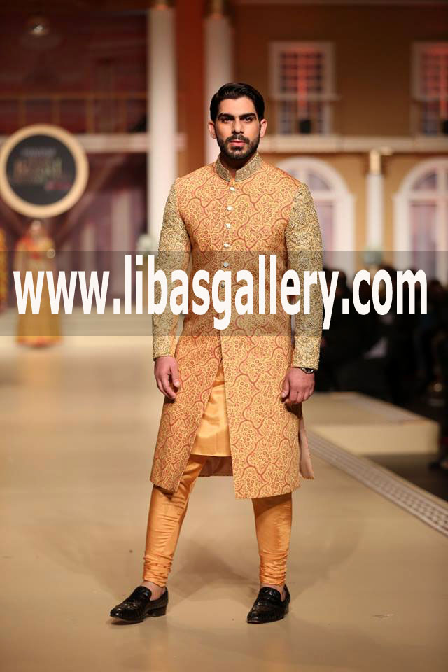 2 color embroidered groom wedding Sherwani Suit for nikah barat day