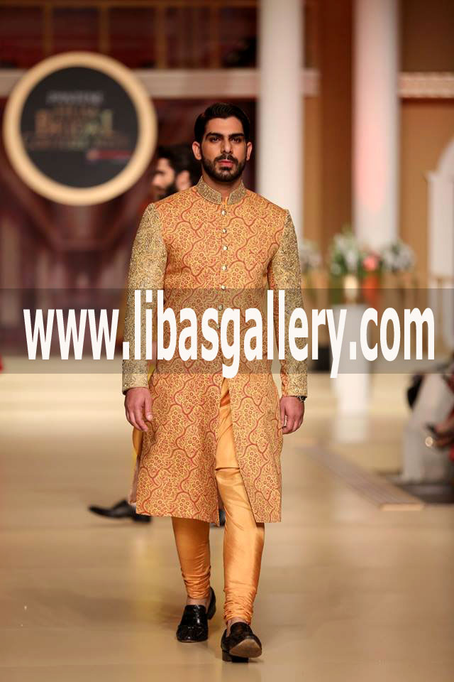2 color embroidered groom wedding Sherwani Suit for nikah barat day