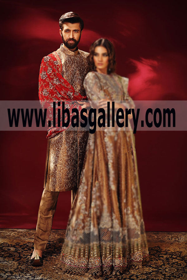 Royal Wedding Groom Sherwani in Jamawar Kimkhab Fabric 2018 W