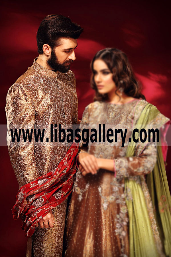 Royal Wedding Groom Sherwani in Jamawar Kimkhab Fabric 2018 W
