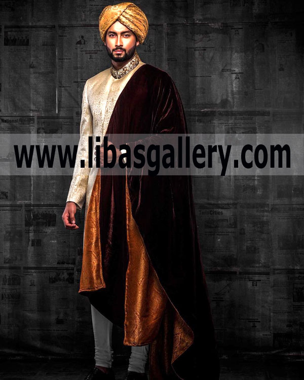 Royal Golden Sherwani Groom Dulha Barat Nikah 2018