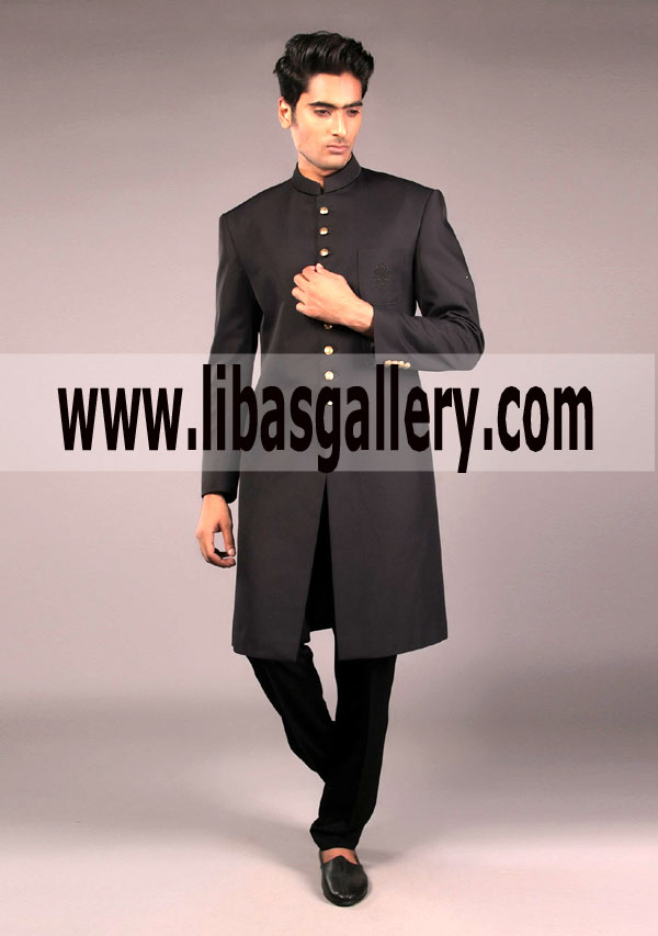 Amir Adnan Premium Suiting Navy Blazer Classic Fit Sherwani for Wedding Groom New Jersey USA America