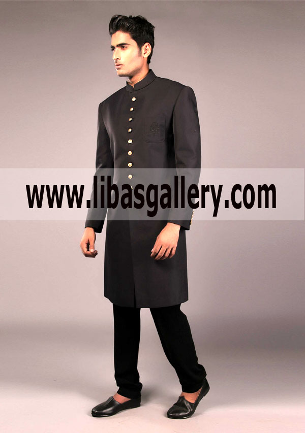 Premium Suiting Blazer Navy Classic Fit Sherwani 2018