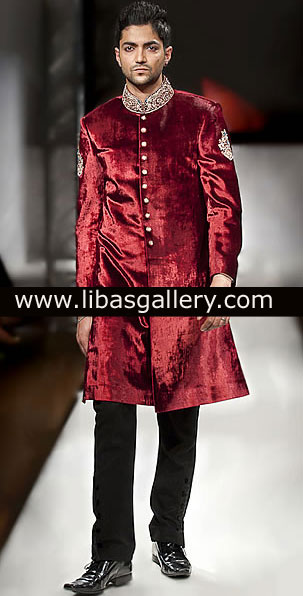 Burgundy Sherwani