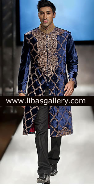 Federal Blue Sherwani